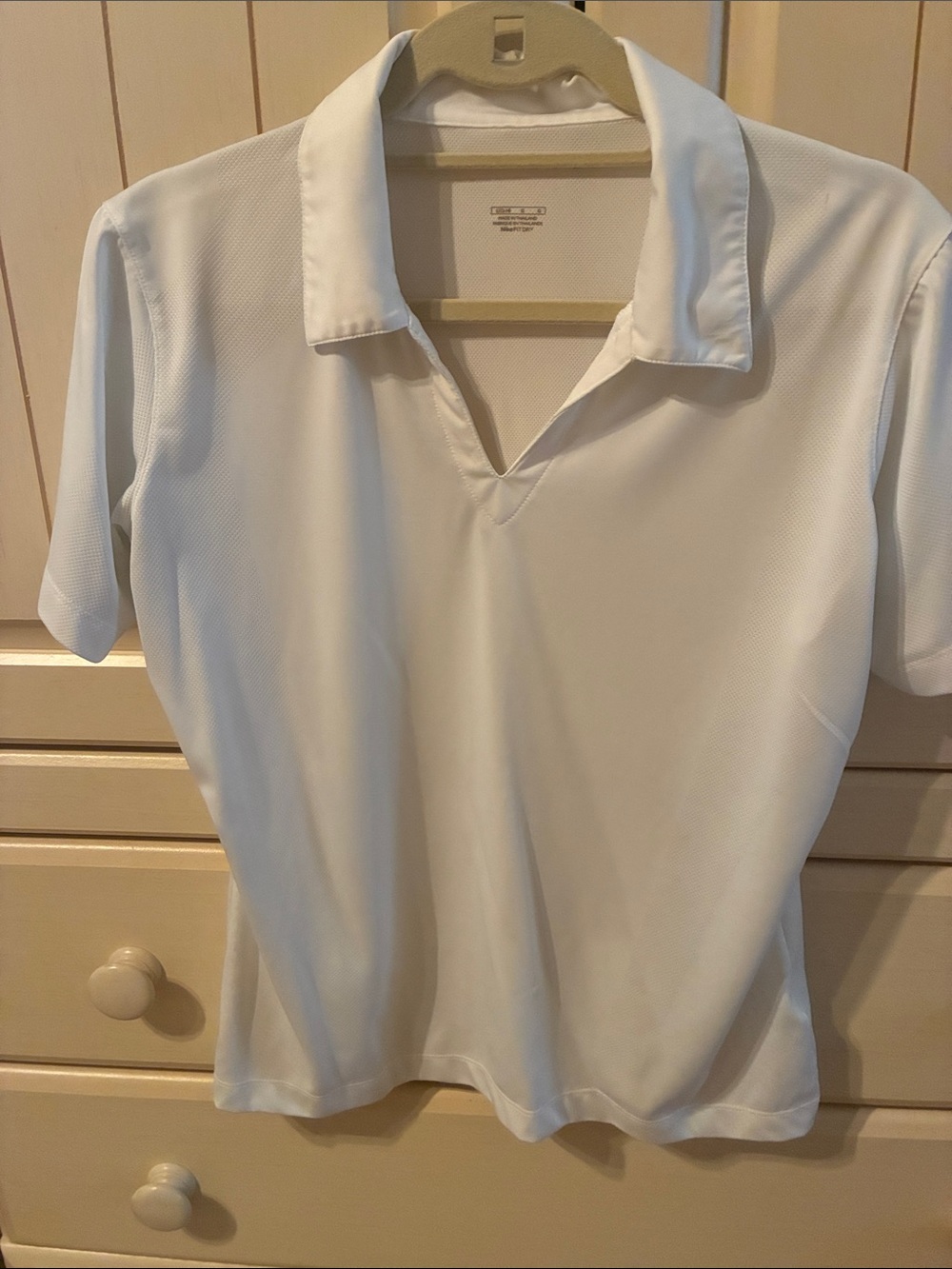 Nike White Short-Sleeve Collared V-Neck Performance Tee